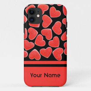 Coeurs doux coque iphone de nom noir
