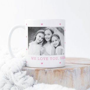 Coeurs doux COULEUR ÉDITABLE Mug photo personnalis