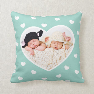 Coeurs doux Coussin photo personnalisé / Mention