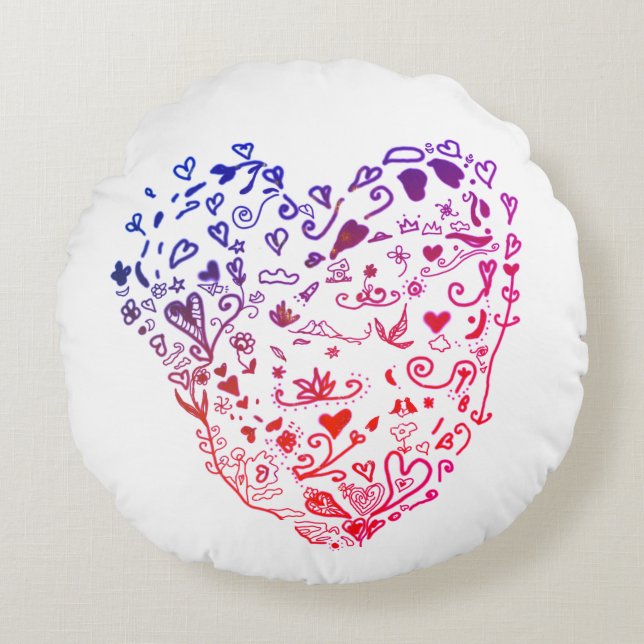 Coeurs du coeur Dessin Coussin rond 41 cm (Devant)