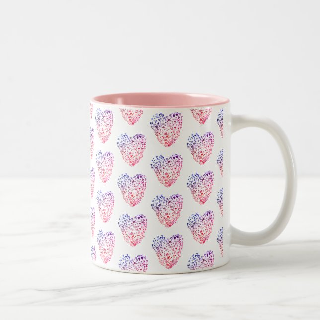 Coeurs du coeur dessinant une Mug à deux tons (Droit)