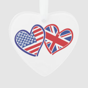 Coeurs du drapeau britannique et américain