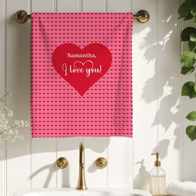 Cœurs Élégants Cadeau de Saint-Valentin Personnali (Elegant Hearts Personalized Best Valentine’s Gift Bath Towel Set )