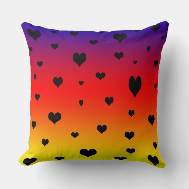 Coeurs En Arc-En-Ciel, Gros Coussin À Throw. (Recto)