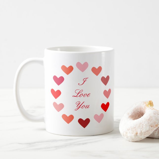 Cœurs en cercle Je t'aime - Tasse (Avec donut)