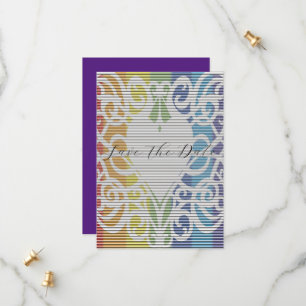 cœurs en dentelle arc-en-ciel pour save the date