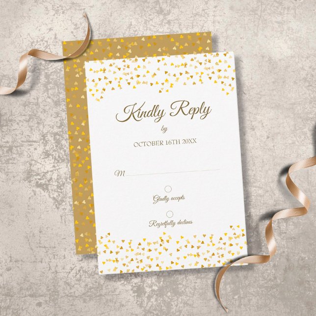Cœurs en or Confettis Élégant Chic RSVP (Créateur téléchargé)