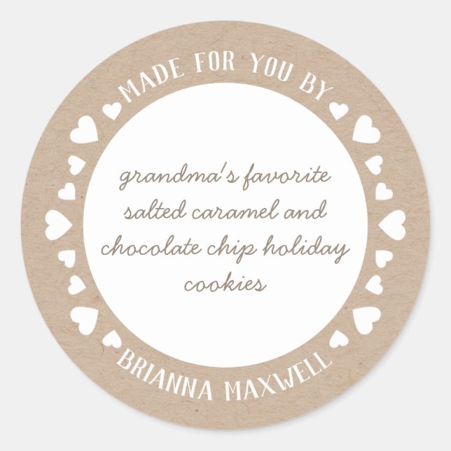 Coeurs en papier Kraft Fabriqué avec des étiquette (Devant)