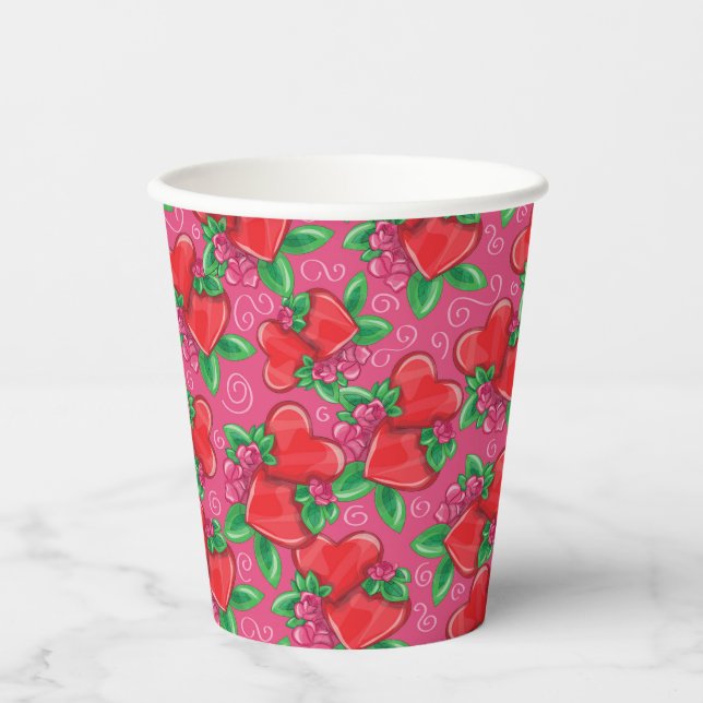Cœurs et Amour  Gobelets en papier (Recto)
