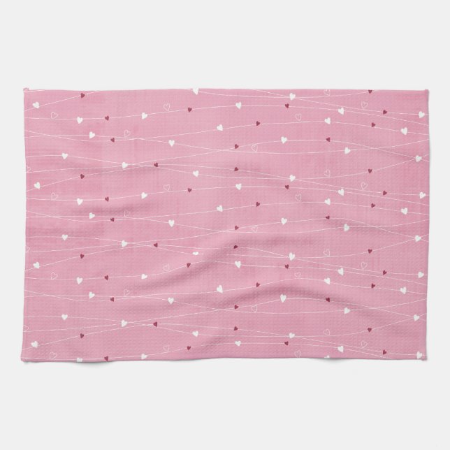 Coeurs et amour Serviette de cuisine (Horizontal)