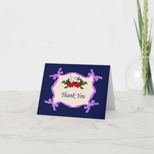 Coeurs Et Cartes de remerciements De Colombe (Devant)