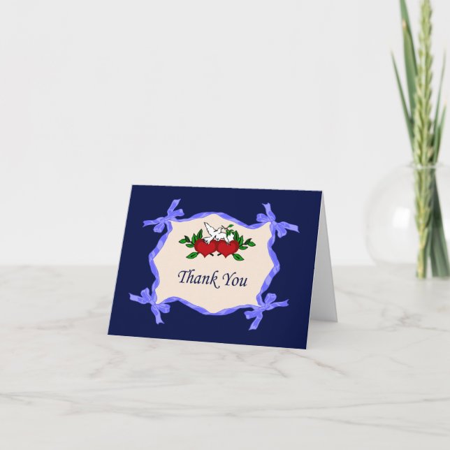 Coeurs Et Cartes de remerciements De Colombe (Devant)