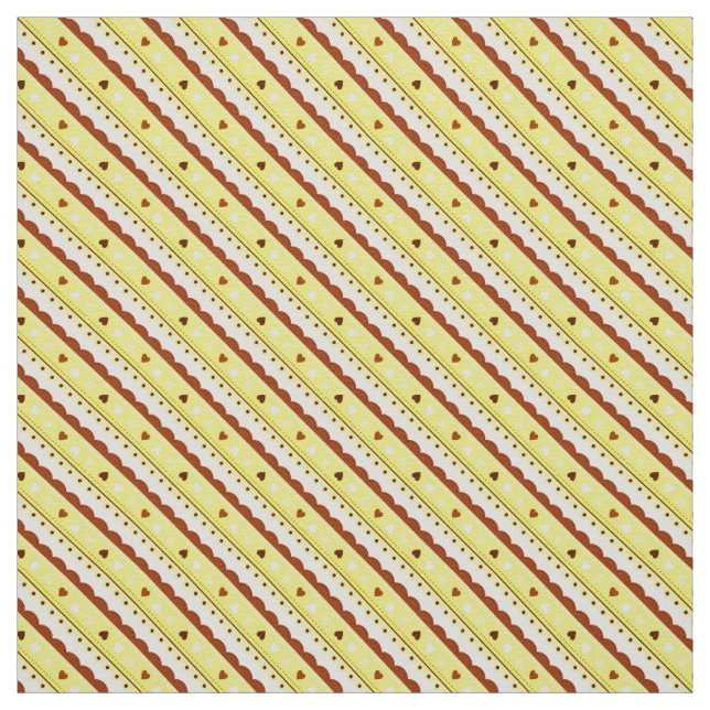 Coeurs et dentelle tissu Motif/Jaune (Échantillon)