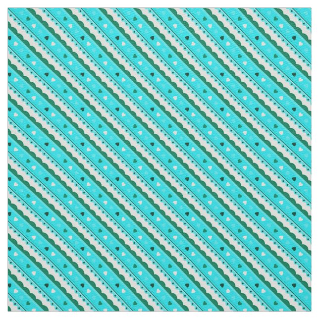 Coeurs et dentelle tissu Motif/vert (Échantillon)