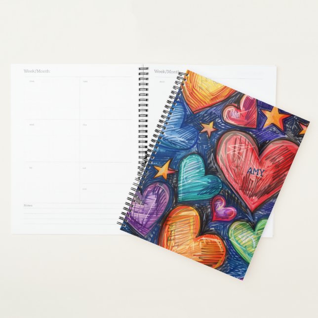 Coeurs et étoiles dessinés à la main (Devant avec enveloppe)