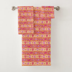 Coeurs et fleuris doodle motif orange rose