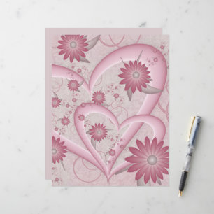 Coeurs et fleurs Abstraits roses Aimer l'art fract