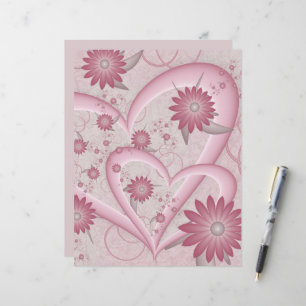 Cœurs et fleurs abstraits roses Amour Art fractal