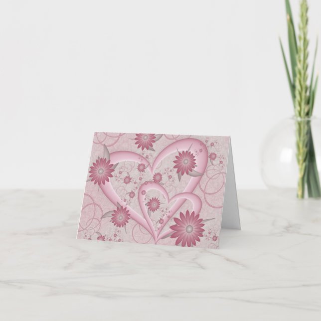 Cœurs et fleurs abstraits roses Amour Art fractal (Devant)