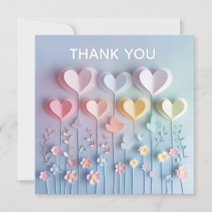 Coeurs et fleurs en papier mignonne Merci