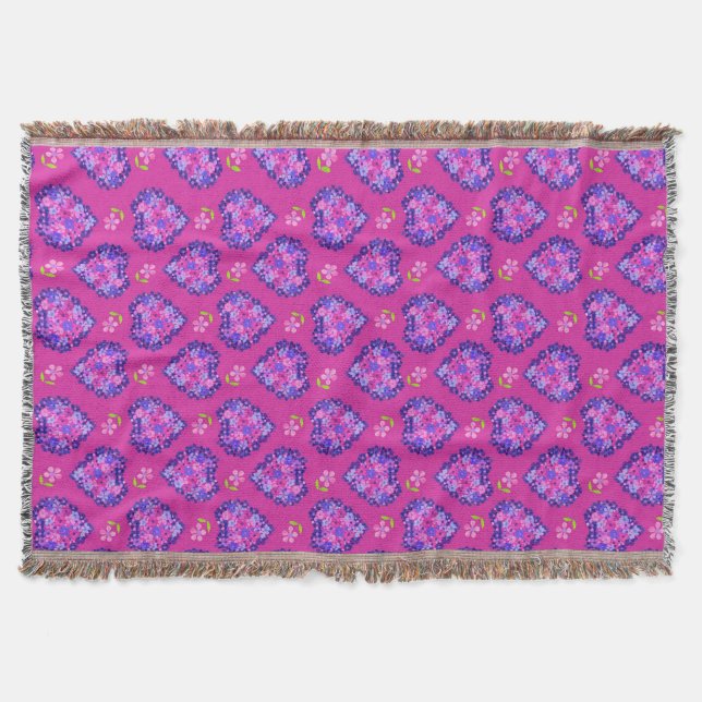 Coeurs et fleurs magenta chic Lancer la couverture (Devant)