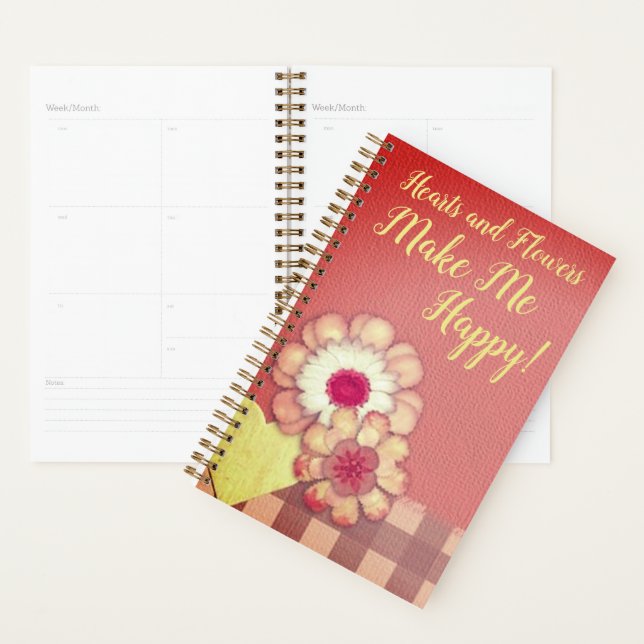 Coeurs et fleurs me rendent heureux Journal person (Devant avec enveloppe)