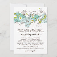 Coeurs et fleurs Whimsical Invitations de mariage