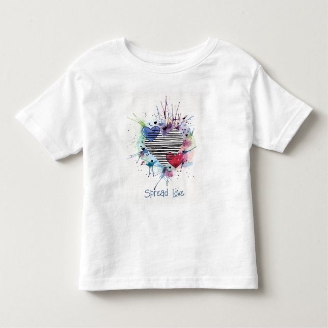 Coeurs Et Lavages Mignons En T-Shirt Aquarelle (Devant)