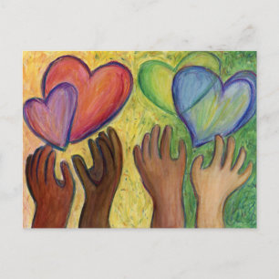 Coeurs et mains Aimer Diversité Cartes postales pe