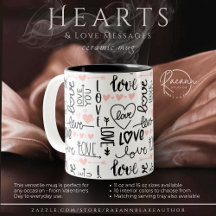 Coeurs et messages d'amour Mug en céramique à deux