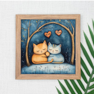 Coeurs et Purrs Feline Soulmates Poster Wall Art