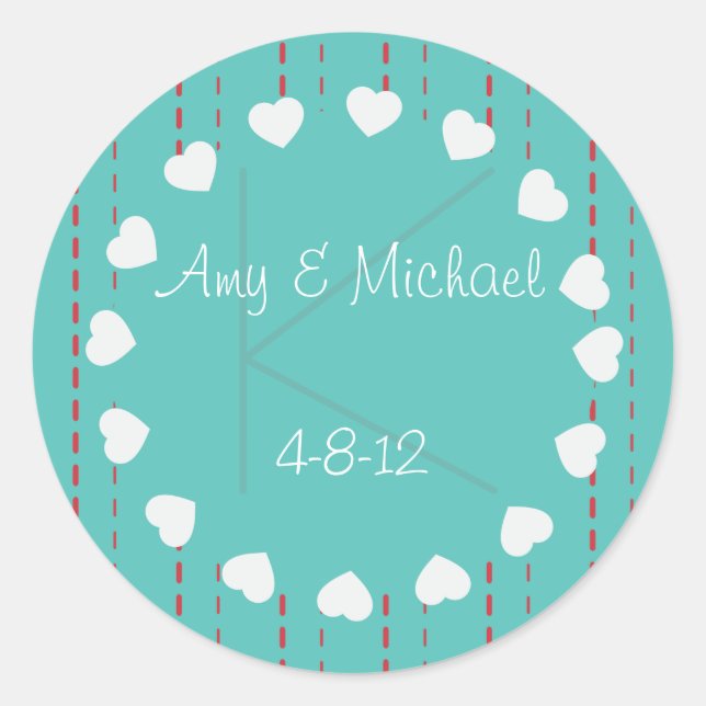 Coeurs et rayures Favoriser Sticker Étiquette (Devant)