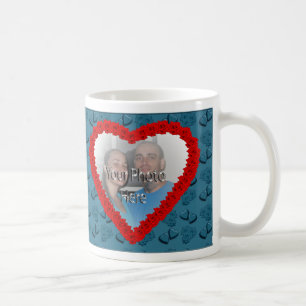 Coeurs et Roses Bleu Personnalisable Photo Mug