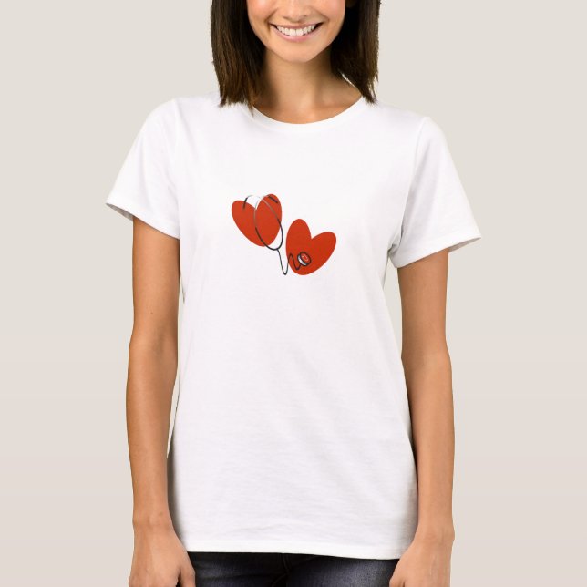 Coeurs et T-shirts et cadeaux de stéthoscope (Devant)