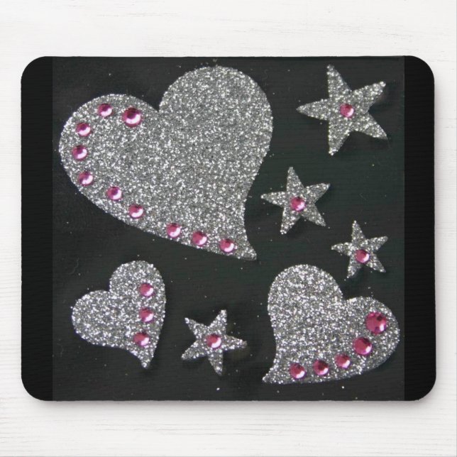 Coeurs et tapis de souris de Bling d'étoiles (Devant)