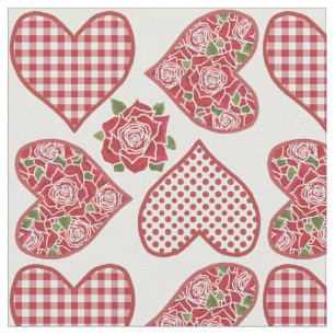 Coeurs et tissu romantiques de motif de roses
