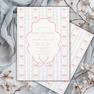 Coeurs et vaches Invitation Baby shower Vintage