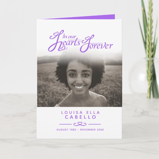 Coeurs éternellement programme funéraire violet bl (Devant)
