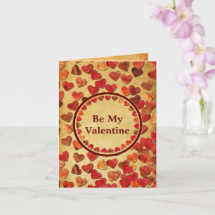 Coeurs feuille d'automne - Carte Saint-Valentin