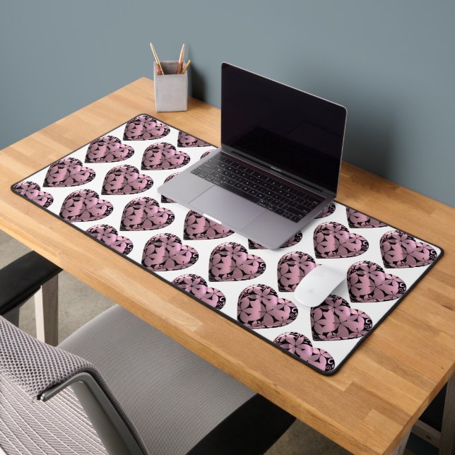 Coeurs fleuris en noir (Bureau 2)