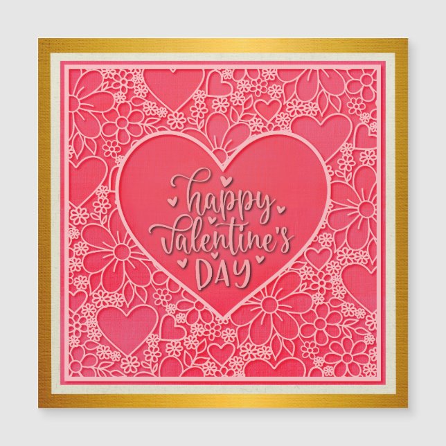 Cœurs Floraux Élégants Rouge et Rose pour la Saint (Devant)