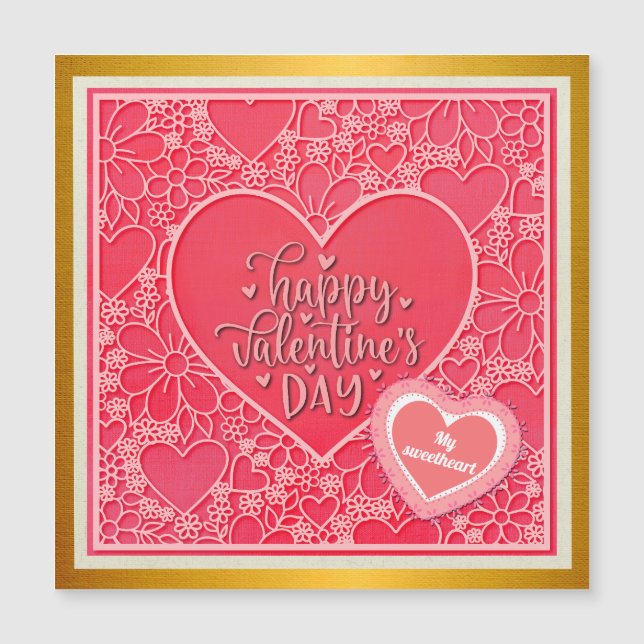 Coeurs floraux rouges et roses élégants Saint-Vale (Devant)