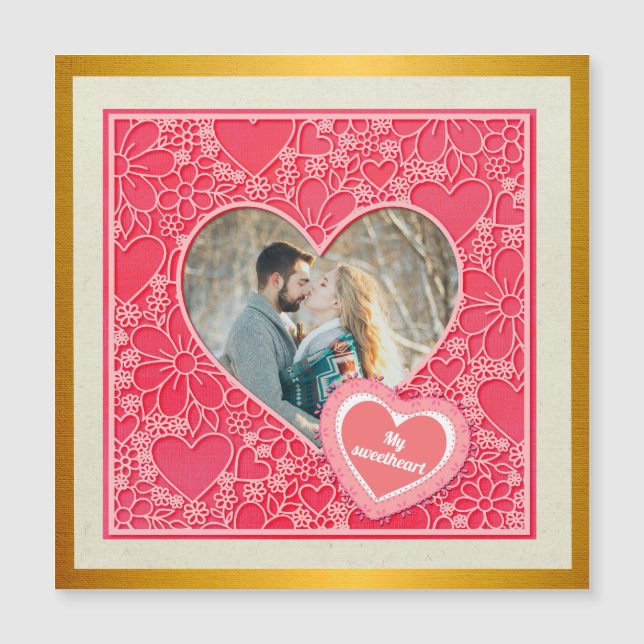 Coeurs floraux rouges et roses élégants Saint-Vale (Devant)