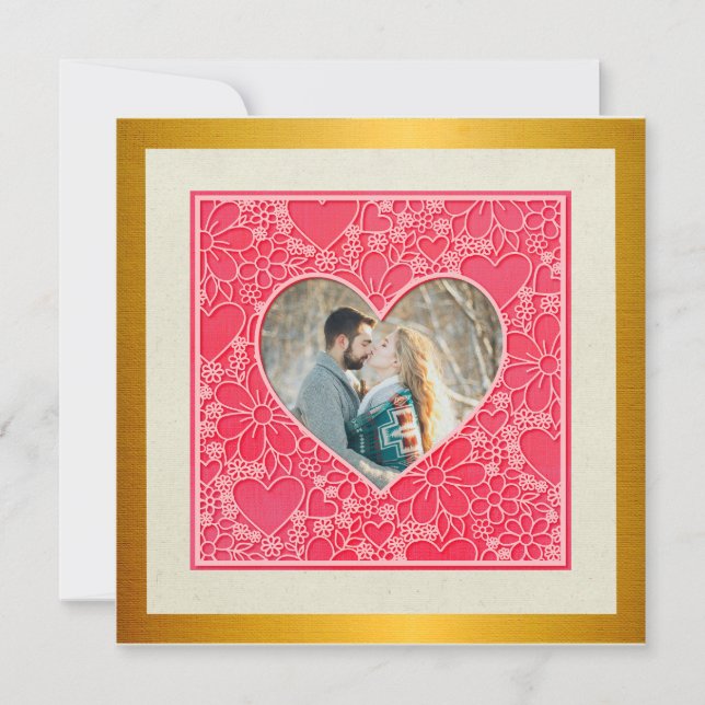 Coeurs floraux rouges et roses élégants Saint-Vale (Devant)