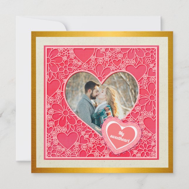 Coeurs floraux rouges et roses élégants Saint-Vale (Devant)