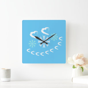 Coeurs heureux Snowflake Horloge murale
