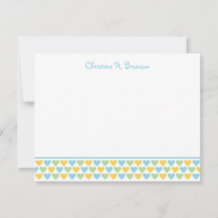 Coeurs jaune bleu chic personnalisé merci carte de