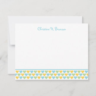Coeurs jaune bleu chic personnalisé merci carte de