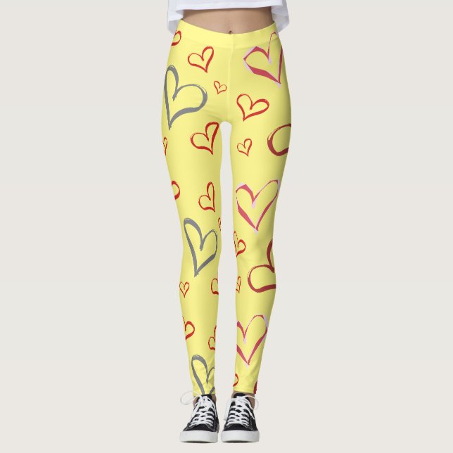 Cœurs jaunes, Leggings (Devant)