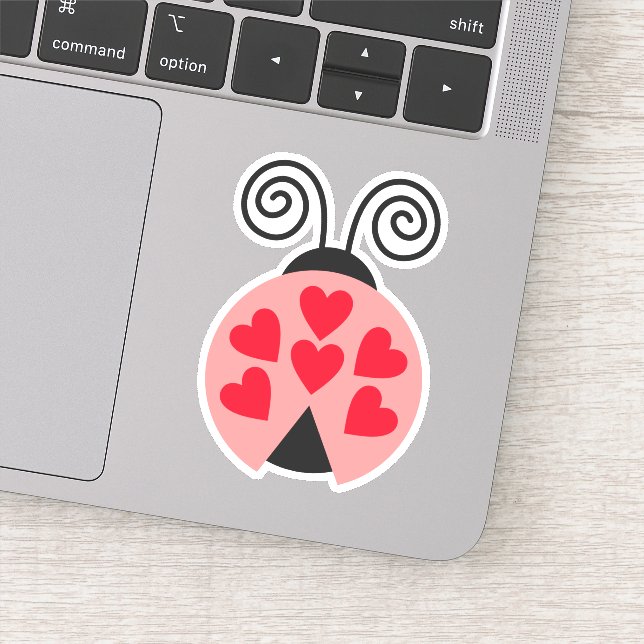 Coeurs Lovebug Ladybug Die Cut Sticker Decal (Détail)
